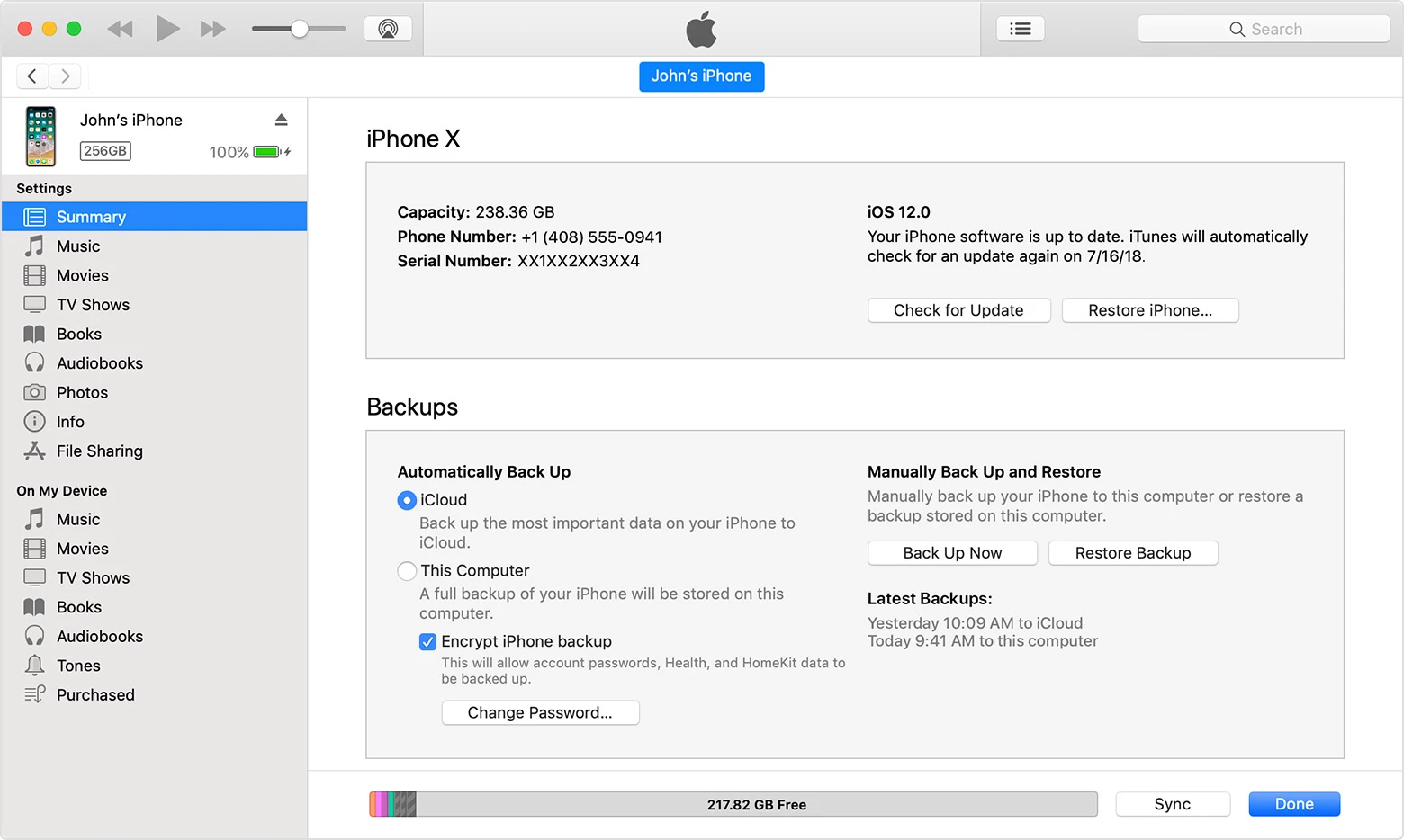 iTunes backup